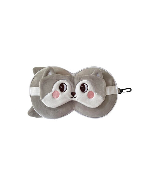 Kids 2-in-1 Travel Pillow and Eye Mask Animal Plush Soft Eye Mask Blindfold for Sleeping, Nights and Travel