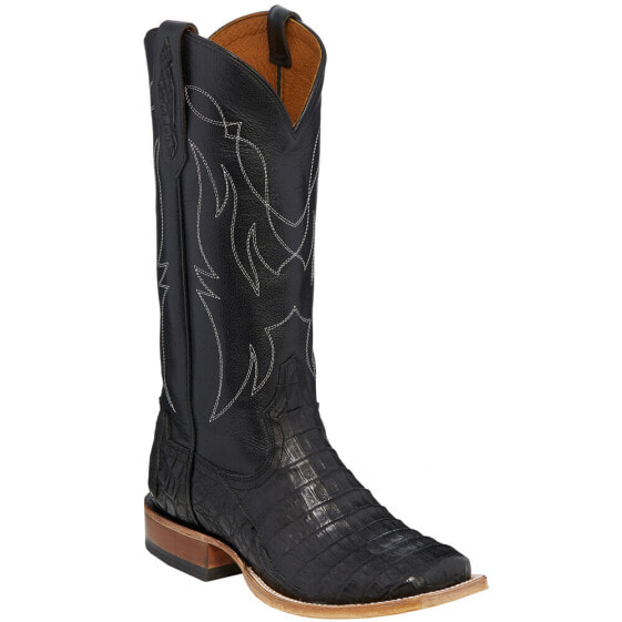 Tony Lama Leighton Caiman Square Toe Cowboy Womens Black Casual Boots TL5402L