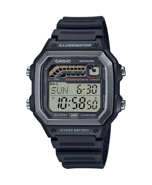 Men's Digital Black Resin Watch 42.1mm, WS1600H-1AV