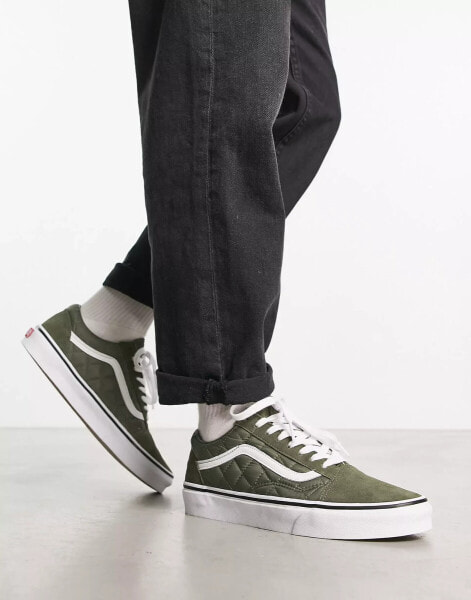 Vans – Old Skool – Gesteppte Sneaker in Khaki