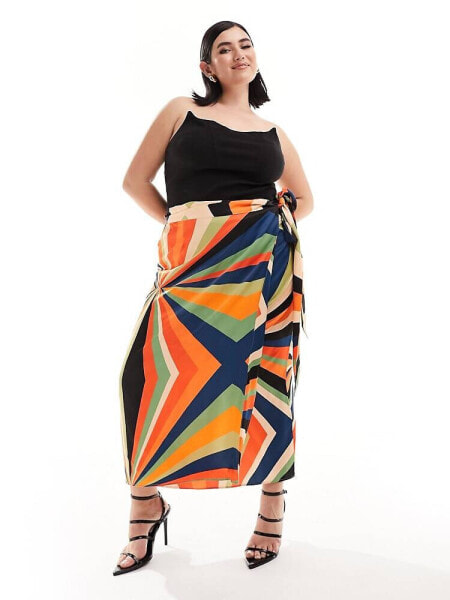 Never Fully Dressed Plus Jaspre midaxi skirt in starburst print