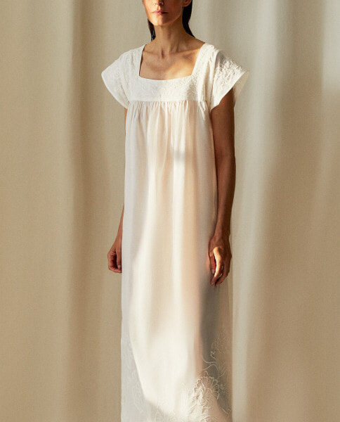 Embroidered cotton nightdress