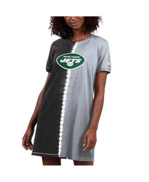 Women's Black New York Jets Ace Tie-Dye T-shirt Dress