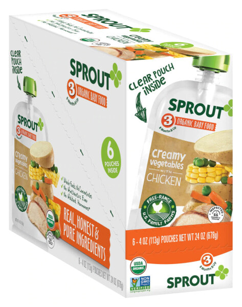 Детское пюре Sprout Organic Baby Food 6 шт, овощное 8 месяцев и выше
