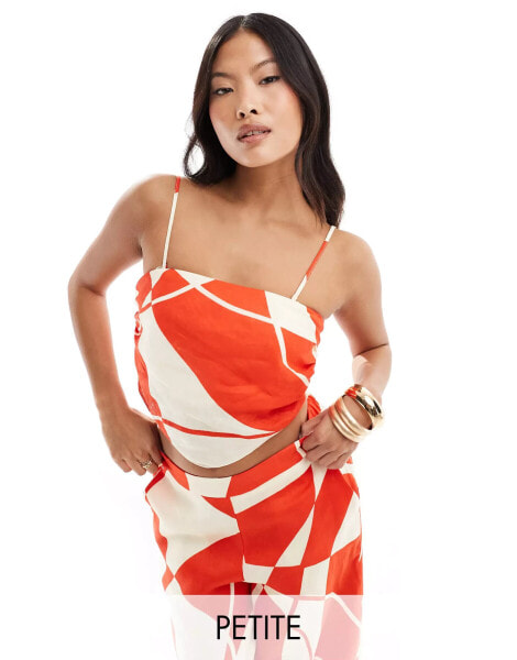 Forever New Petite bandeau scarf top co-ord in red and white print