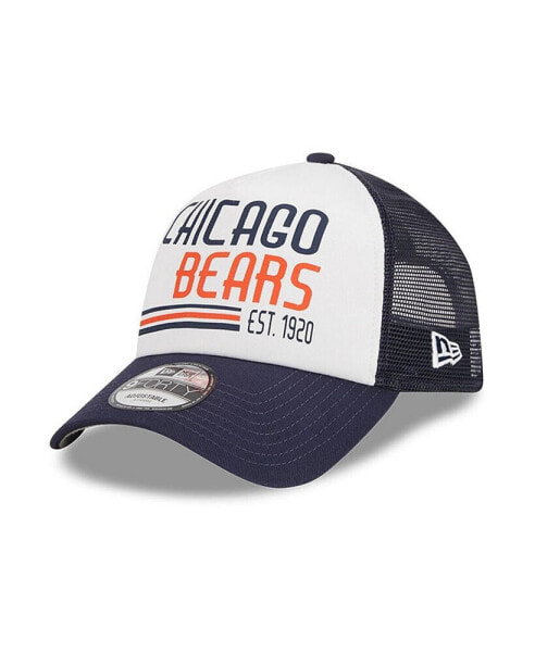 Men's White/Navy Chicago Bears Stacked A-Frame Trucker 9Forty Adjustable Hat