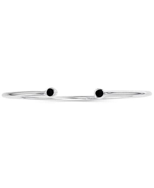 Black Spinel Cuff Bracelet in Sterling Silver