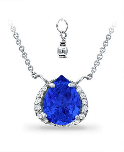 Simulated Blue Sapphire and Cubic Zirconia Accent Necklace