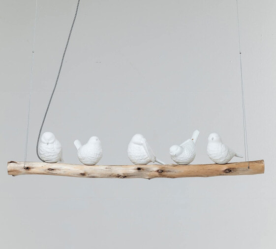 Kare Design Ceiling Lamp Dining Birds, 5, Large Modern Design Pendant Lamp, 5 Porcelain Birds, Adjustable Height (H, W, D) 120 cm x 120 cm x 15 cm
