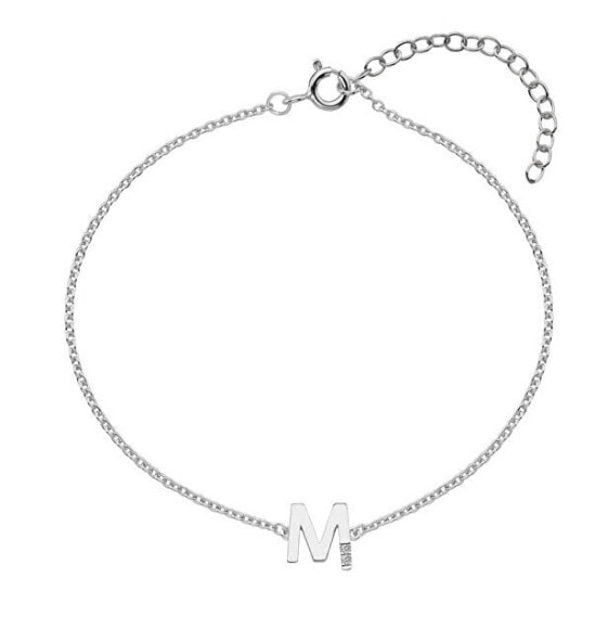 Silver bracelet with diamonds letter "M" Love Letters DL624
