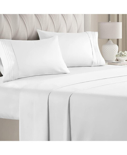 4 Piece Microfiber Solid Sheet Set - Twin