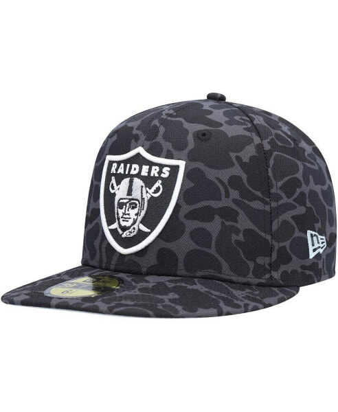 Бейсболка для мужчин от New Era Las Vegas Raiders черная с камуфляжным узором модель 59FIFTY