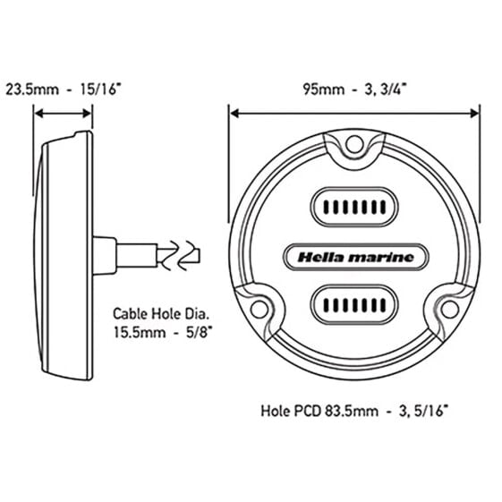 Подводный LED светильник RGB HELLA MARINE Apelo A1 Carbon