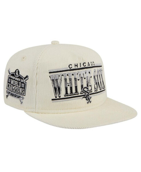 Men's Cream Chicago White Sox Throwback Bar Golfer Corduroy Snapback Hat