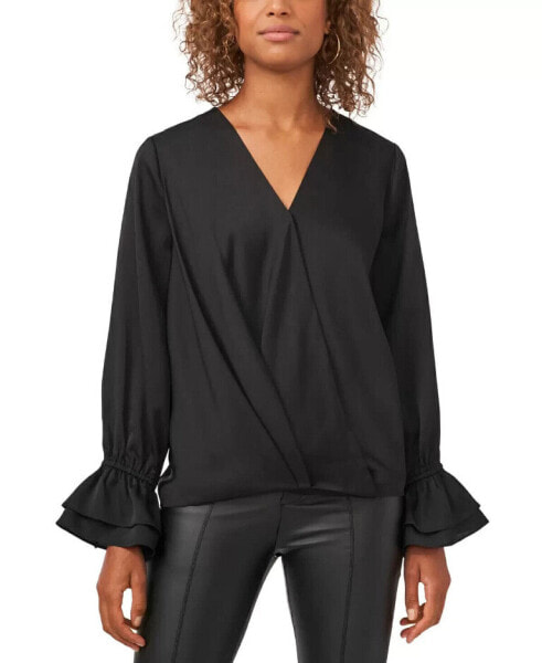 Блуза Vince Camuto Satin Wrap Front Black S