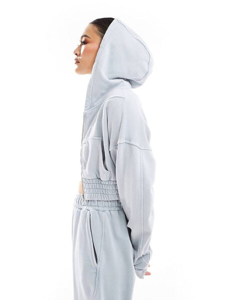 Murci cropped hoodie co-ord in sky blue