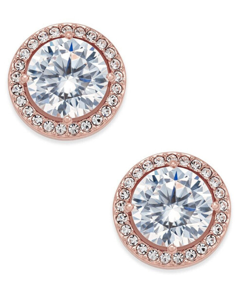 Rose Gold-Tone Crystal and Pavé Round Stud Earrings, Created for Macy's