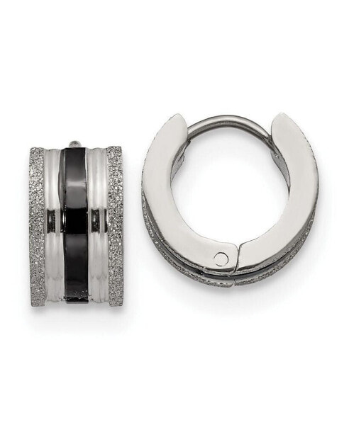 Stainless Steel Polished Black Plated Laser cut Hoop Earrings