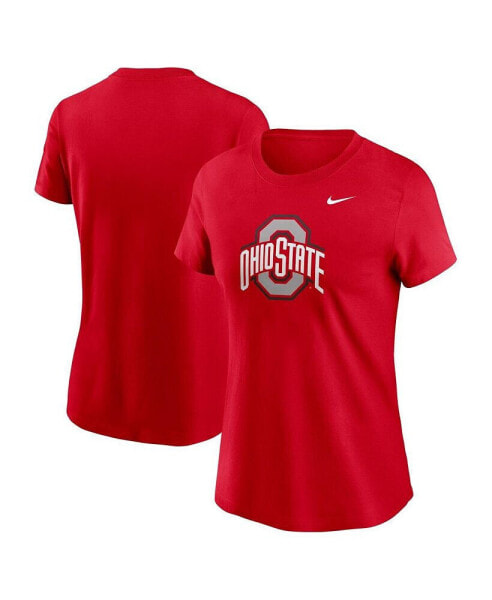 Women's Scarlet Ohio State Buckeyes Primetime Evergreen Logo T-Shirt