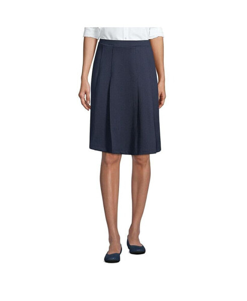 Women's School Uniform Ponte Pleat Skirt at the Knee