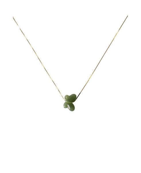 Butterfly — Green jade pendant necklace