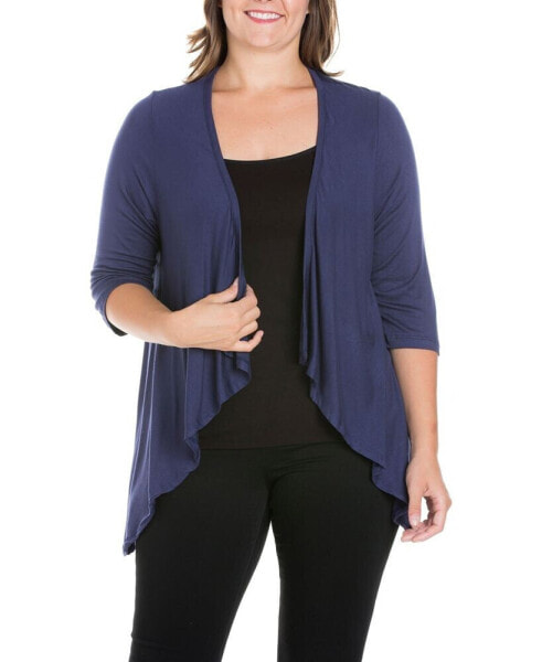 Plus Size Elbow Length Sleeve Open Cardigan