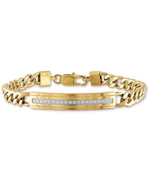 Diamond ID Plate Bracelet (1/5 ct. t.w.) in Gold-Tone Stainless Steel, Created for Macy's
