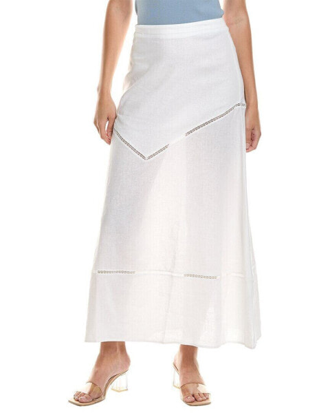 Reveriee Linen-Blend Midi Skirt Women's White Xs