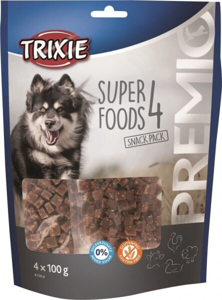 Trixie Przysmaki PREMIO 4 Superfoods, kurczak, kaczka, wołowina, jagnięcina, 4 × 100 g