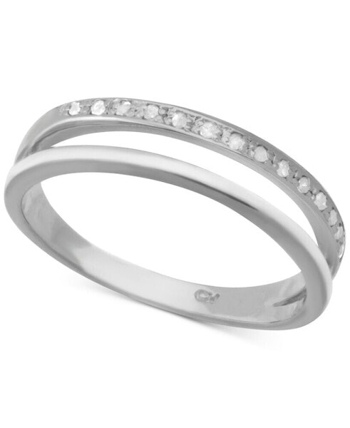 Diamond Split Shank Band (1/10 ct. t.w.) in Sterling Silver