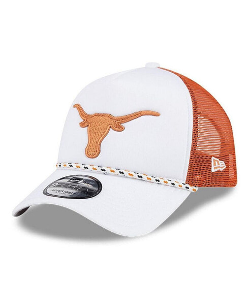 Men's White/Texas Orange Texas Longhorns Court Sport Foam A-Frame 9FORTY Adjustable Trucker Hat