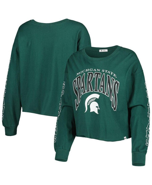Women's Green Michigan State Spartans Parkway II Cropped Long Sleeve T-shirt
