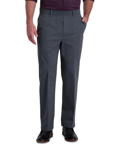 Men's Premium Classic-Fit Wrinkle-Free Stretch Elastic Waistband Dress Pants