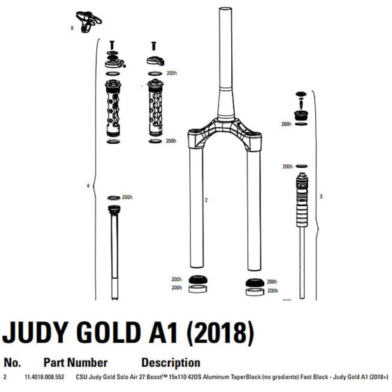 ROCKSHOX Judy Gold Boost Solo Air 42Os
