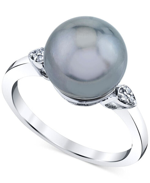 Кольцо Macy's Cultured Tahitian Pearl & Diamond in 10k WG
