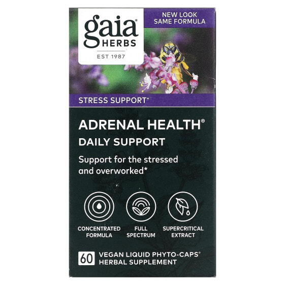 Витамин для нервной системы Gaia Herbs Adrenal Health, Daily Support, 60 веганских жидких капсул