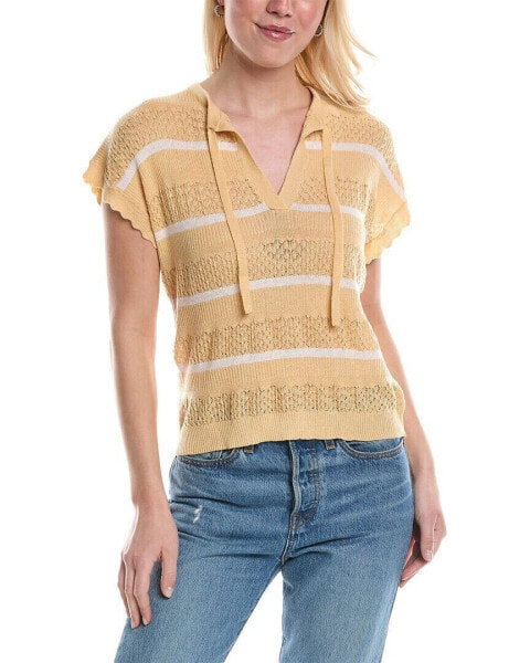 Central Park West Alma Tie V-Neck Wool-Blend Sweater Women's