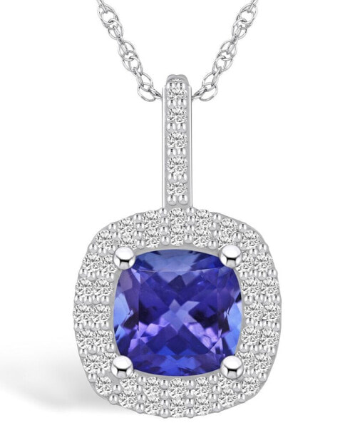 Tanzanite (2-1/3 Ct. t.w.) and Diamond (1/2 Ct. t.w.) Halo Pendant Necklace