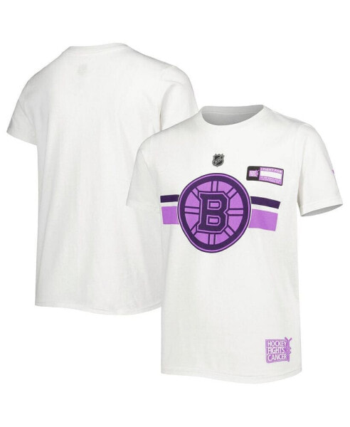 Youth Boys White Boston Bruins 2022 NHL Hockey Fights Cancer T-shirt