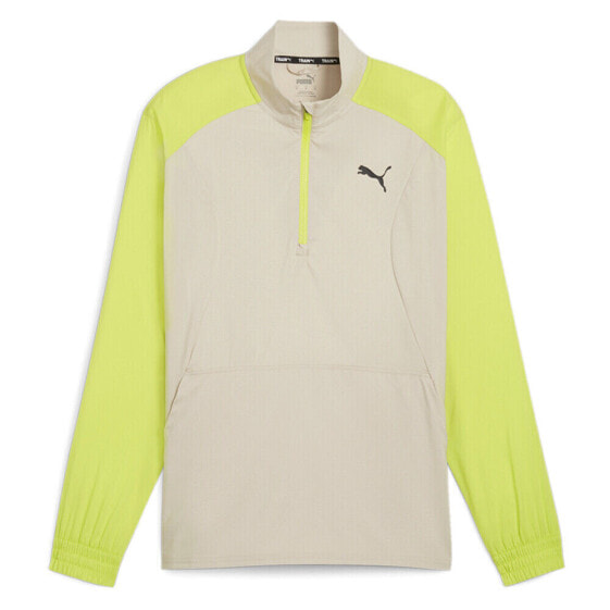 Puma Fit Woven Quarter Zip Pullover Mens Beige, Yellow Casual Tops 52492390