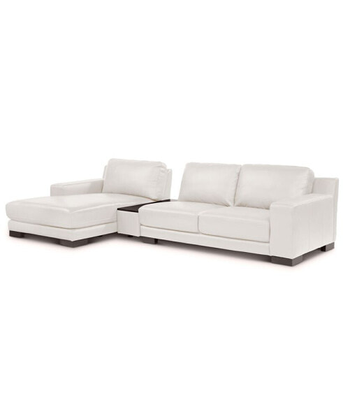 Darrium 3-Pc. Leather Chaise Sofa with Console, Created for Macy's