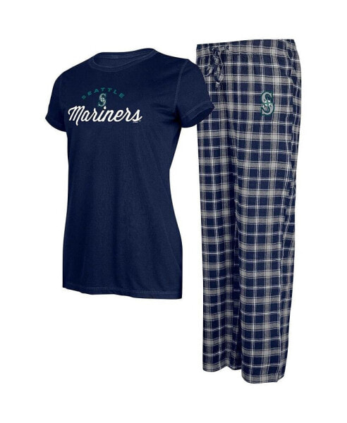 Women's Navy, Gray Seattle Mariners Arctic T-shirt and Flannel Pants Sleep Set