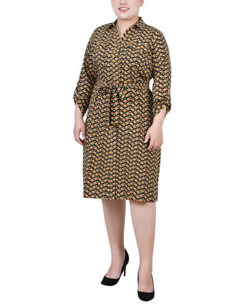 Plus Size Printed Shirt Dress