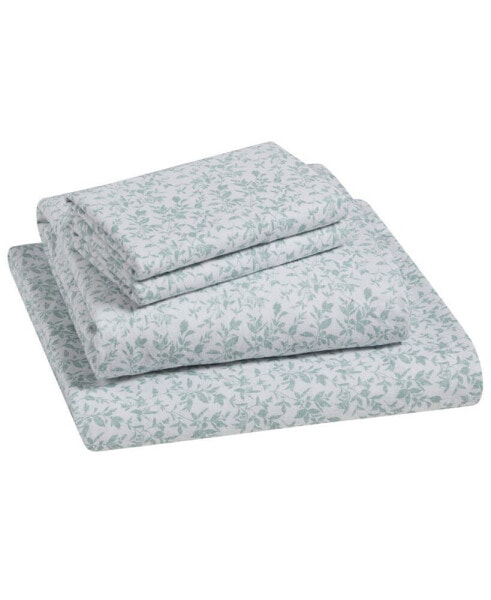 Home Flora 100% Cotton Flannel 4-Pc. Sheet Set, Full