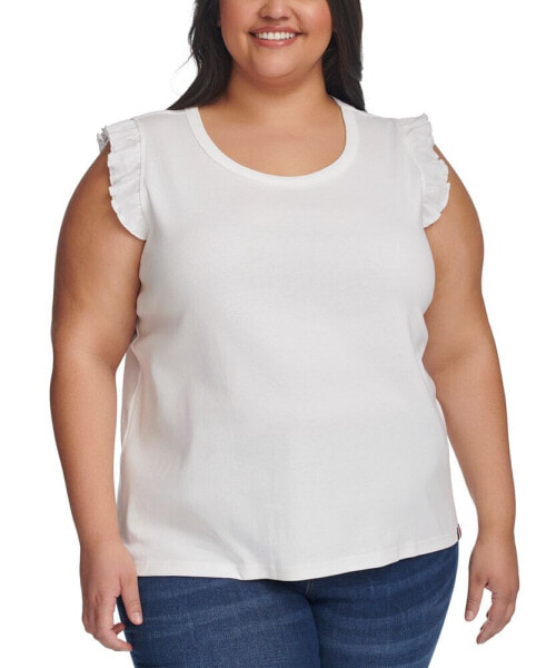 Plus Size Scoop-Neck Flutter-Sleeve Top