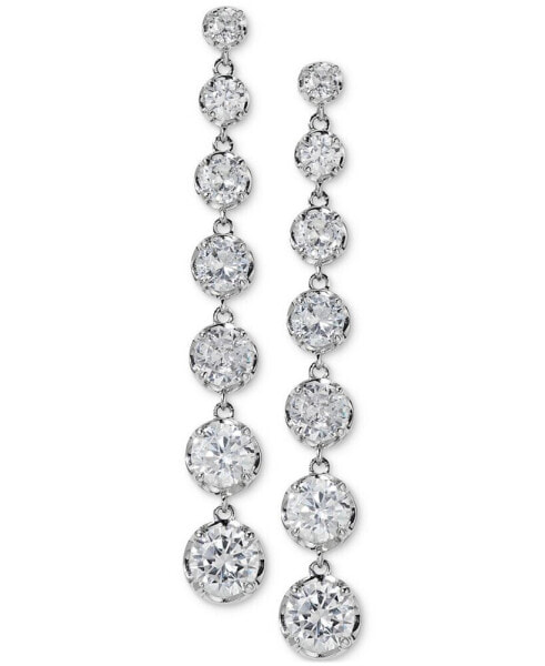Silver-Tone Graduated Cubic Zirconia Linear Drop Earrings, Created for Macy's
