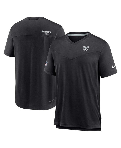 Men's Black Las Vegas Raiders 2022 Sideline Coach Chevron Lock Up Performance V-Neck T-shirt