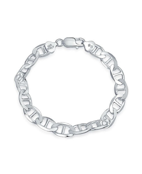 Men's Thick Heavy Solid .925 Sterling Silver 9MM Marine Anchor Mariner Chain Link Bracelet For Men 9 Inch