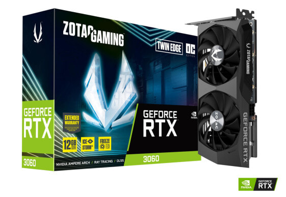Zotac GAMING GeForce RTX 3060 Twin Edge OC - 12 ГБ - GDDR6 - 192 бит - 7680 x 4320 пикселей - PCI Express x16 4.0