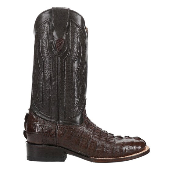 Ferrini Dakota Caiman Crocodile Embroidered Square Toe Cowboy Mens Brown Dress